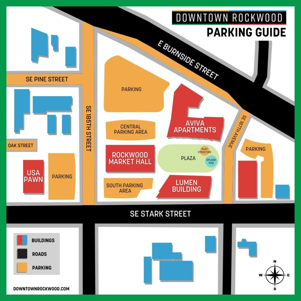 Parking map of Downtown Rockwood in Gresham